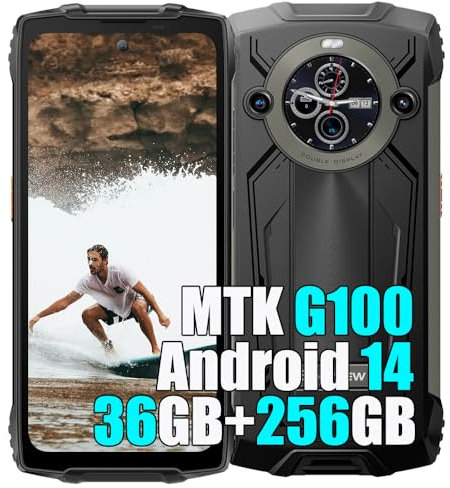 Blackview BV8200 Outdoor Handy 2025, 36GB+256GB/2TB SD Outdoor Smartphone Android 14, 6,5FHD+ Doppel Bildschirm Baustellenhandy,8800mAh,50MP, Wasserdicht IP68,4G LTE,NFC,OTG,2 Jahre Garantie,Schwarz