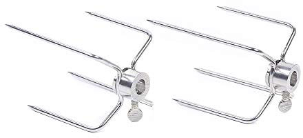 CHFUNE Juego de pinchos para barbacoa, asador eléctrico de acero inoxidable, con 2 agujas de carne, motor, cable USB y adaptador, conexión de 104 cm, asador giratorio, soporte ajustable