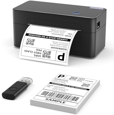 BORN4SHIP 4x6 Thermal Printer, USB Shipping Label Printer, Label Maker Machine for Shipping Packages, DHL, Amazon, Ebay, Etsy, UPS, Compatible with Windows,Mac OS and Linux Systems (USB Only)