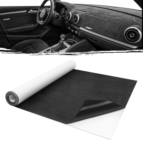 AOOSA Tessuto Autoadesivo in Microfibra, 300x40cm Tessuto Adesiva per Auto, Elasticizzato Pellicola in finta Pelle Scamosciata, Effetto Pelle Scamosciata per Interni Auto, cassetto, Mobili