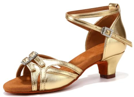 ZYXWVU Zapatos de Baile Latino Niña Zapatos Salsa Tango Práctica | Tacón 4cm Estándar Salsa Bailarina y Bachata Principiantes Bailarina Punta Abierta