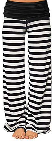 Gracyoga Womens Comfy Pajama Pants Wide Leg Lounge Fold Over Pants Bottoms