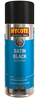 Hycote Satin Black Spray Paint 400ml – Pack of 6 | Smooth Mid-Sheen Acrylic Finish for Metal & Plastic | Fade-Resistant, Durable Top Coat