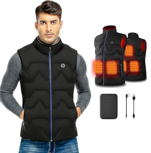 Kintiwe Gilet Riscaldato Uomo Donna con Batteria 3 Livelli di Impostazioni di Calore Lavabile Giacca Riscaldata Elettrico per All'aperto Lavoro, Pesca, Caccia e Campeggio