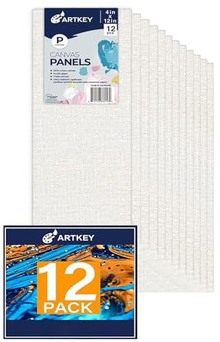 Dukpaneler 100 x 30 cm 12-pack, 295 ml grundad 100% bomull vita tomma dukar för målning, långa platta canvasbrädor för olja akryl akvarell och tempera färger