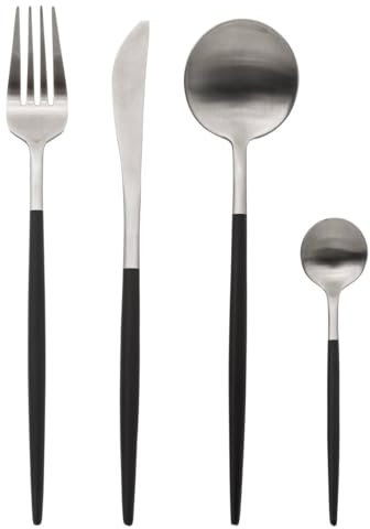 Ménagère 24 pièces Couverts en INOX modèle IDA Argent et Noir - Secret de Gourmet