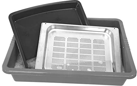 simpa Grey Large Plastic Rectangular Deep BBQ, Grill Rack Soaking & Cleaning Tray - 13cm (H) x 64cm (L) x 49cm (W)