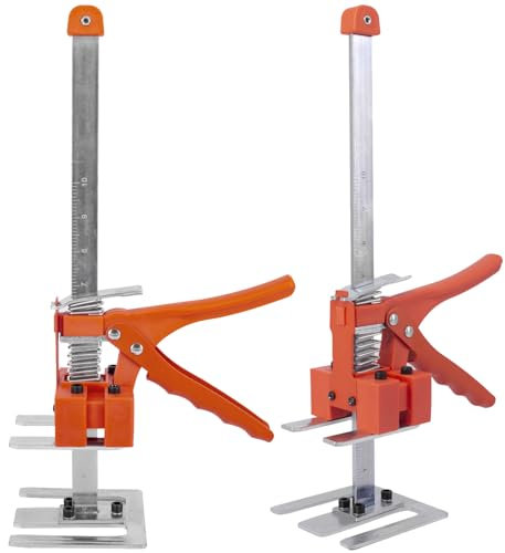 Guolich 2 Pièces Plaque Placo, Système de Nivellement des Carreaux Outil, Réglable Deplace Meuble, Avec échelle Pour Les Sols, les Fenêtres et les Armoires-Capacité Jusqu'à 200kg/440lbs(38.8cm Orange)