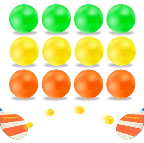 Pandahero Wasserdichter Strand-Paddelball-Ersatz-Set mit hoher Sichtbarkeit, 12 bunte Bälle, geeignet für Smashball, Pro Kadima und alle Arten von Outdoor-Strand-Paddelspielen