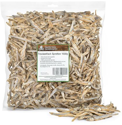 Kaureks Natur Hundeleckerlies, Sprotten Trockenfisch Für Hunde 1000g, Omega 3 Fettsäuren, Hundesnack, Hundefutter, Kauartikel