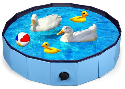 Mity rain Duck Pool, Collapsible Bath Tub for Duck Cooling, High Density Board Pool for Ducks Dogs Cats Kids Swimming 31.5in * 7.8in