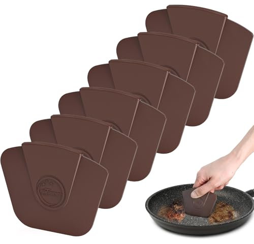 Rascador de sartenes, herramienta raspadora de platos, rascador de ollas de plástico para limpieza de utensilios de cocina de hierro fundido, 6 piezas de plástico antiarañazos para cocina, raspador de