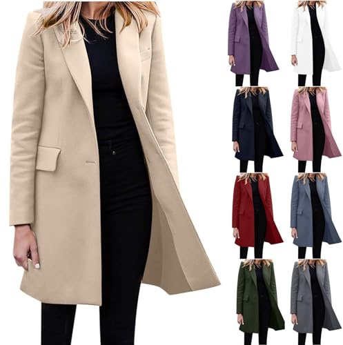 XUEJIANN Cappotto invernale da donna lungo – blazer per donna, cappotto trapuntato, giacca invernale, giacca da mezza stagione, cappotto invernale da donna, lungo, taglie grandi, cardigan elegante