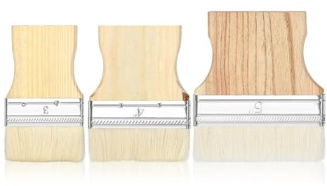 Jrifedptry Set di 3 pennelli piatti a paletta larga, grandi pennelli da 3/4/5 pollici, per colori ad olio e acrilici