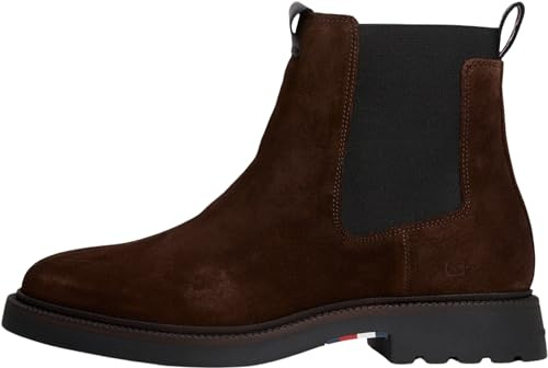 Tommy Hilfiger Botines Chelsea Hombre Comfort de ante, Marrón (Cocoa), 42