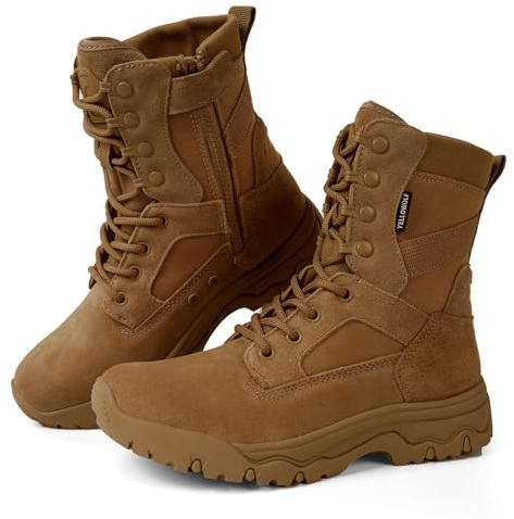 YELLOWOLF Women's Tactical Boots 8 Inch Side Zipper Lightweight Military Combat Boots - Breathable Work Shoes with Side Vents for Police, Security, Hiking & Motorcycle