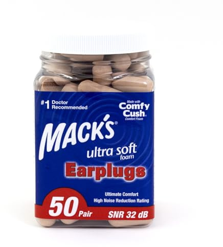 Mack's Tappi per le orecchie in schiuma ultra morbida, 50 paia, SNR 32 dB più elevati, comodi tappi per le orecchie per dormire, russare, viaggi, concerti, studio, rumore forte, lavoro | Made in USA