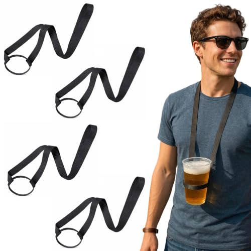 BAUCH 4 PCS Portavasos de Cerveza y Refrescos,Portavasos de Cerveza Reutilizables para Festivales, Conciertos y Eventos al Aire Libre