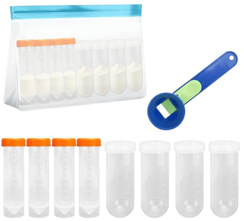 Raxfekro Dosificador de proteína en polvo, set de dosificadores, recipiente de plástico para suplementos dietéticos 50 ml, 100 ml, almacenamiento de proteína en polvo para fitness y viajes