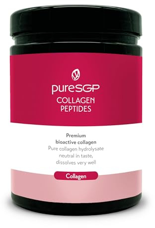 pureSGP® Collagen [300g]: Collagene puro di qualità farmaceutica – Peptidi bioattivi premium da collagene idrolizzato di alta qualità. Con vitamina C e biotina – Gusto neutro – Ottima solubilità