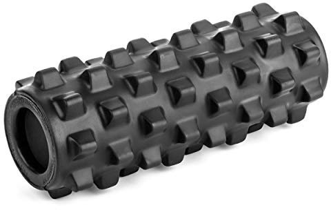 Rumble Roller Half Size Extra Firm Black - Textured Muscle Foam Roller Manipulates Soft Tissue Like A Massage Therapist (Schwarz Kompakt 33 cm)