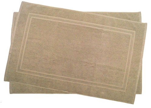 Julie Julsen 2er Pack 60 x 100 cm Badvorleger in Premium Qualität 900 gm2 in aktuellen Farben und 4 Größen aus Baumwolle Badematte Badteppich Duschvorleger Design Doppel Rahmen Sand