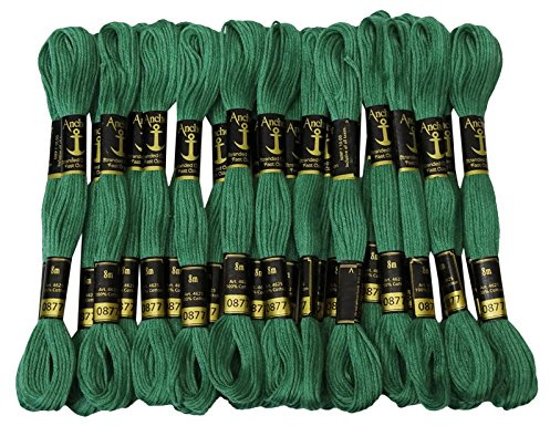 25 x Anchor Muline Punto de Cruz Bordado a Mano de Hilo Seda madejas-Verde Oscuro