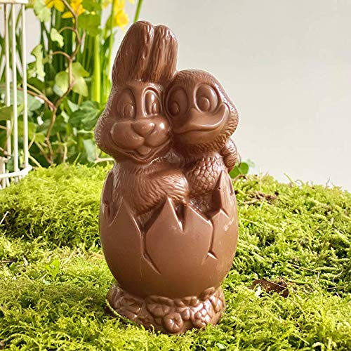 Moulage chocolat de Paques SANS SUCRE spécial diabétique LAPIN COPAIN 120g - chocolat de Pâques - Fabrication artisanale - chocolat paques lapin poule cloche poussin oeuf (Chocolat noir sans sucre)