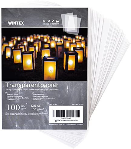 WINTEX Transparentpapier weiß A6 100 Blatt 100g/m² - Pauschpapier Schnittmusterpapier Pergamentpapier zum Bedrucken - Architektenpapier bedruckbar - Pauspapier A6 - Tracing Paper
