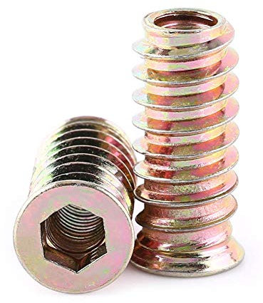 VBESTLIFE Écrou d'insertion, écrous d'insertion d'entraînement de Prise hexagonale en Acier au Carbone 20Pcs filetés pour Meubles en Bois(M6 * 25 mm)