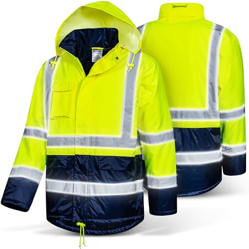 Safetytex Winter Warnschutz Parka - Arbeitsjacke - Warnschutzjacke - Outdoor Warnjacke - wasserdicht & winddicht - fluoreszierend gelb - Größe 3XL