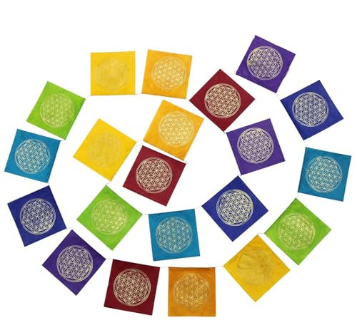 Freak Scene Gebetsfahne - Flagge - Blume des Lebens - bunt - Chakrafarben - Papier - ca. 10,5 x 10,5 cm