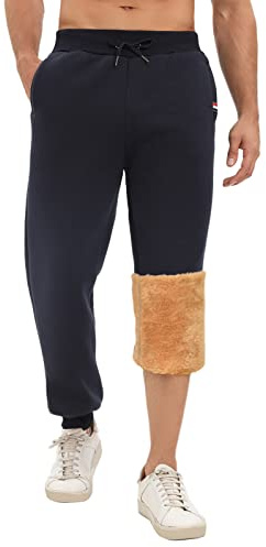 heekpek Pantalon Chandal Hombre Invierno Polar Pantalones Jogger Hombre Pantalón de Forro Polar Hombre Casual Cintura Elástica Termico Pantalones Jogging con Forro de Sherpa, Azul Marino, XXL