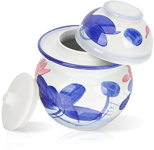 Yardwe Altar De Kimchi Tarro De Chucrut Tarro De Pepinillos Salados Tarro De Comida Fermentada Olla De Ron Sellado De Tarros De Pepinillos Botella Frasco Cerámica Alta Capacidad Suite