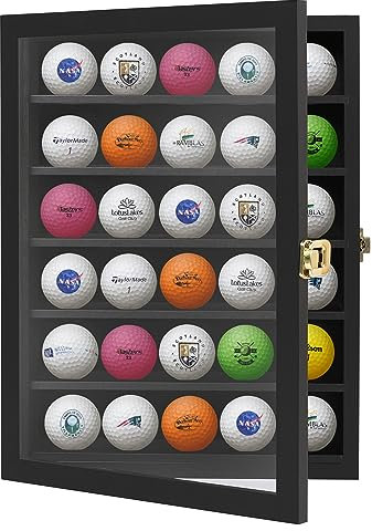 Americanflat Golfball-Vitrine mit poliertem Plexiglas – 35,6 x 28,9 cm Golfball-Display für bis zu 30 Golfbälle – All-Star Collection – Golfball-Etui für Wanddisplay – Schwarz