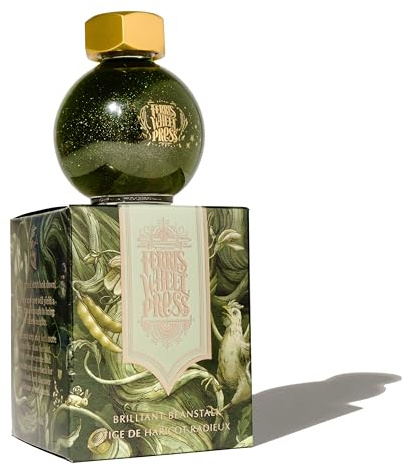 Ferris Wheel Press Ink, FerriTales Collection, Brilliant Beanstalk, Light Green with Champagne Shimmer, 20ml Fountain Pen Ink Bottle