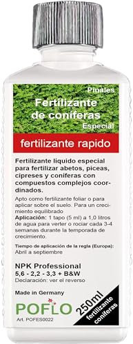Fertilizante líquido premium para coníferas como abetos, pinos y abetos, de la línea profesional (250ml)