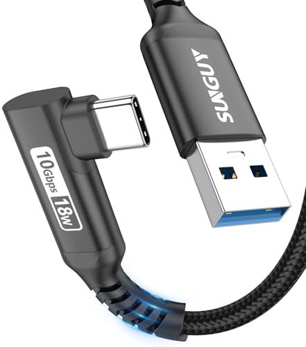 SUNGUY Cavo USB C, 0,3 m 90 Gradi Cavo Type C Ricarica rapida e trasferimento a 10Gbps Cavo Android Auto compatibile con iPhone 16/15 Pro Max, Galaxy S24/S23/S22, P30 Lite-Nero