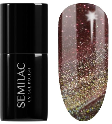SEMILAC Gel Nail Polish 824 Digital Red - Cat Eye Gel Polish - Soak Off Easy To Use LED/UV Nail Lamp - Long Lasting Manicure and Pedicure up to 3 weeks