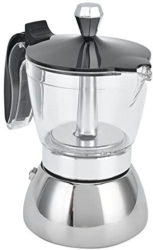 4 koppar rostfritt stål kaffebryggare spishäll moka pot kaffebryggare kökspjäll genomskinlig. Den högre grytan är tillverkad om Foomoka kruka 3 koppar enkel kaffebryggare för spis Stainl St
