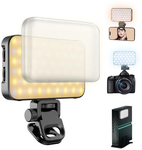 Hefrseyo 96 LED selfie-lampa, telefonlampa, uppladdningsbart magnetiskt selfie-ljus, steglöst färgljus och ljusstyrka, telefonljusklämma för telefon, android, iPad, bärbar dator för smink, TikTok