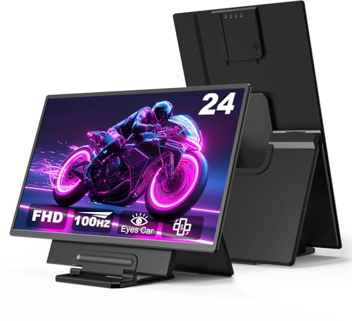 24 Large Portable Monitor, 1080P FHD 100Hz Laptop Screen Extender, 125% sRGB IPS Monitor Extender, USB C HDMI Office Gaming with Detachable Stand, Travel monitor for Window MAC Phone Xbox Switch