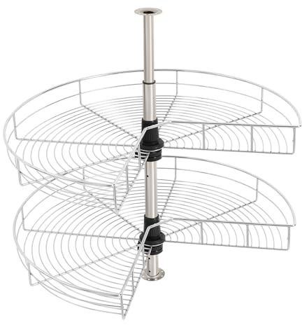 POTYYH Karrousel - Armoire d'angle à 2 niveaux - Organiseur rotatif à 270° - Hauteur réglable - Carrousel - Organiseur d'angle pour casseroles, épices
