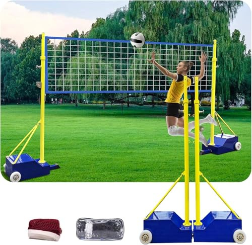 Filet De Volley-Ball pour Enfants Et Adultes, Hauteur Réglable 1,55 à 2,1 M, Ensemble De Badminton Robuste avec Filets De Badminton en Nylon De 6,1 M Et Filets De Volley-Ball 7,5 M,pour Enfants Adult