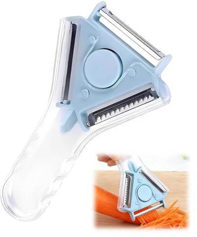 Quesuc 1 Pezzo Sbucciatore Verdura 3 In 1 Sbucciatore Girevole Sbucciatore Patate Acciaio Inossidabile Cucina Per Patate Pomodori Carote Frutta 16X9Cm Bl