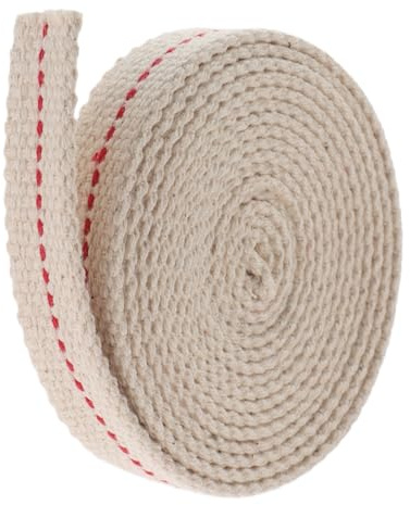 Mipcase Mèche de Rechange 1,5 CM en Coton pour Lampe à Pétrole, Brûleur Plat Solide, 2 Mètres, Adaptée aux Lanternes Tempête et Lampes à Huile de Chambre, Éclairage Camping et Maison