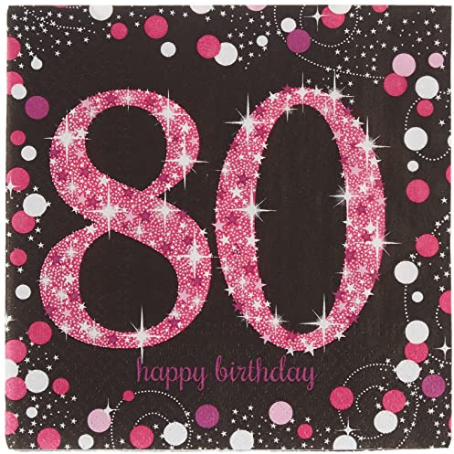 (PKT) Adult Pink Celebration 80th Birthday Luncheon Napkins