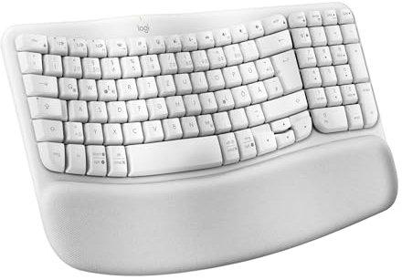 Logitech Wave Keys tastiera wireless ergonomica - Bianco, Layout Tedesco QWERTZ