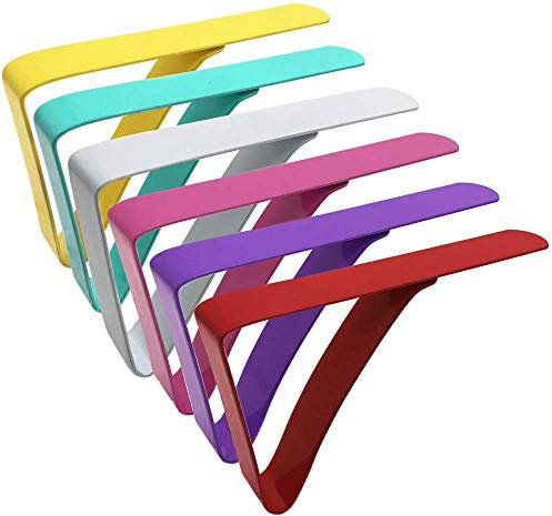 Mannli Picnic Tablecloth Clips, Rainbow Colors Stainless Steel Outdoor Table Cloth Holder Table Cover Clips Clamps 6 Packs