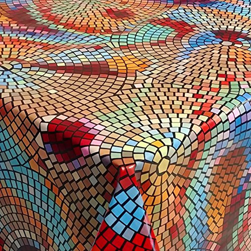 Wachstuch Wachstischdecke Tischdecke Gartentischdecke Mosaik Bunt Eckig 130 x 200 cm abwaschbar gefaltet